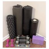 LL - Assorted Yoga Mats, Foam Rollers, Blocks & Dumbbells LL - Assorted Yoga Mats, Foam Rollers, Blocks & Dumbbells