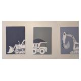 UL - Construction Vehicle Children's Canvas Prints - Set of 3 UL - Construction Vehicle Children's Canvas Prints - Set of 3