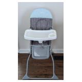 K - Cosco High Chair with Tray - Light Blue Headrest, Grey Arrow-Pattern Seat K - Cosco High Chair with Tray - Light Blue Headrest, Grey Arrow-Pattern Seat