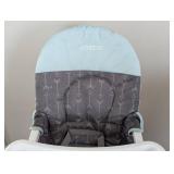 K - Cosco High Chair with Tray - Light Blue Headrest, Grey Arrow-Pattern Seat K - Cosco High Chair with Tray - Light Blue Headrest, Grey Arrow-Pattern Seat