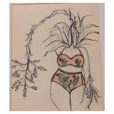 LL - Framed Print 17 x 21 in - Plant Motif Figure Illustration LL - Framed Print 17 x 21 in - Plant Motif Figure Illustration