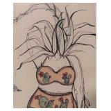 LL - Framed Print 17 x 21 in - Plant Motif Figure Illustration LL - Framed Print 17 x 21 in - Plant Motif Figure Illustration