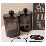 LL - Wash Brush Floss Flush Chalkboard Sign - Coconut Citrus Hand Soap - 4 Dark Glass Canisters LL - Wash Brush Floss Flush Chalkboard Sign - Coconut Citrus Hand Soap - 4 Dark Glass Canisters