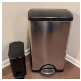 LL - Simplehuman Trash Can Pair - Stainless Steel & Small Black Pedal Bin LL - Simplehuman Trash Can Pair - Stainless Steel & Small Black Pedal Bin