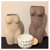 LL - Nude Torso Ceramic Vases & Mug - 3-Piece Set LL - Nude Torso Ceramic Vases & Mug - 3-Piece Set