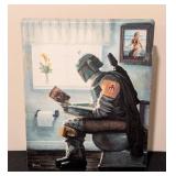 LL - Buckl 8x10 Canvas Print - Humorous Mandalorian-Inspired Bathroom Artwork LL - Buckl 8x10 Canvas Print - Humorous Mandalorian-Inspired Bathroom Artwork
