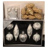 LL - Assorted Holiday Ornaments - Glass & Glitter Balls, Silver & Gold Sets, Pinecones LL - Assorted Holiday Ornaments - Glass & Glitter Balls, Silver & Gold Sets, Pinecones