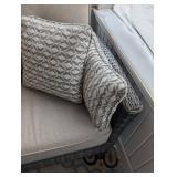P - Outdoor Patio Sofa - Wicker Frame, Beige Cushions P - Outdoor Patio Sofa - Wicker Frame, Beige Cushions
