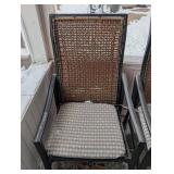 P - Patio Chairs - Pair, Black Metal Frame, Woven Back, Cushioned Seats P - Patio Chairs - Pair, Black Metal Frame, Woven Back, Cushioned Seats