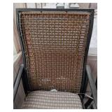 P - Patio Chairs - Pair, Black Metal Frame, Woven Back, Cushioned Seats P - Patio Chairs - Pair, Black Metal Frame, Woven Back, Cushioned Seats