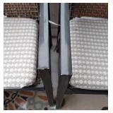 P - Patio Chairs - Pair, Black Metal Frame, Woven Back, Cushioned Seats P - Patio Chairs - Pair, Black Metal Frame, Woven Back, Cushioned Seats