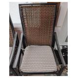 P - Patio Chairs - Pair, Black Metal Frame, Woven Back, Cushioned Seats P - Patio Chairs - Pair, Black Metal Frame, Woven Back, Cushioned Seats