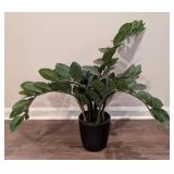 LL - ZZ Plant - Faux Indoor Plant in Black Ribbed Pot, 22 in Tall LL - ZZ Plant - Faux Indoor Plant in Black Ribbed Pot, 22 in Tall
