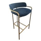 K - Three West Elm Counter Height Navy Velvet and Brass Stools K - Three West Elm Counter Height Navy Velvet and Brass Stools