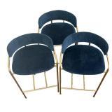 K - Three West Elm Counter Height Navy Velvet and Brass Stools K - Three West Elm Counter Height Navy Velvet and Brass Stools