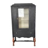 LR - Vintage Cabinet, Glass Front, Distressed Black Finish LR - Vintage Cabinet, Glass Front, Distressed Black Finish