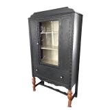 LR - Vintage Cabinet, Glass Front, Distressed Black Finish LR - Vintage Cabinet, Glass Front, Distressed Black Finish