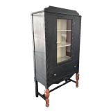 LR - Vintage Cabinet, Glass Front, Distressed Black Finish LR - Vintage Cabinet, Glass Front, Distressed Black Finish