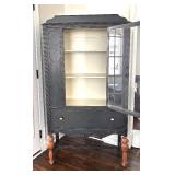 LR - Vintage Cabinet, Glass Front, Distressed Black Finish LR - Vintage Cabinet, Glass Front, Distressed Black Finish