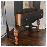 LR - Vintage Cabinet, Glass Front, Distressed Black Finish LR - Vintage Cabinet, Glass Front, Distressed Black Finish