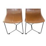 K - Four West Elm Slope Leather Dining Chairs K - Four West Elm Slope Leather Dining Chairs