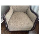 LR - Accent Chair - Beige Textured and Leather Upholstery LR - Accent Chair - Beige Textured and Leather Upholstery
