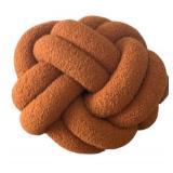 BR1 - Two Orange Textured Throw Pillows & Knot Pillow BR1 - Two Orange Textured Throw Pillows & Knot Pillow