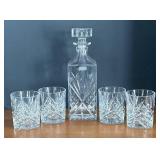 LR - Godinger Dublin Collection Crystal Decanter with 4 Lowball Glasses LR - Godinger Dublin Collection Crystal Decanter with 4 Lowball Glasses