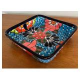 BR1 - Pottery Dish - Hand-Painted Floral Ceramic Tray BR1 - Pottery Dish - Hand-Painted Floral Ceramic Tray