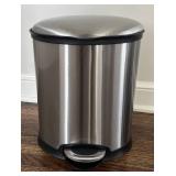 BR1 - Three Waste Baskets - Stainless Steel Pedal Cans & White Rectangular Bin BR1 - Three Waste Baskets - Stainless Steel Pedal Cans & White Rectangular Bin