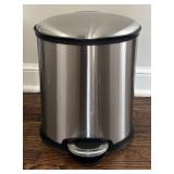 BR1 - Three Waste Baskets - Stainless Steel Pedal Cans & White Rectangular Bin BR1 - Three Waste Baskets - Stainless Steel Pedal Cans & White Rectangular Bin