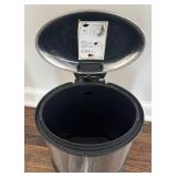 BR1 - Three Waste Baskets - Stainless Steel Pedal Cans & White Rectangular Bin BR1 - Three Waste Baskets - Stainless Steel Pedal Cans & White Rectangular Bin