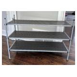 BR1 - Shoe Stand - Metal Frame with Dark Wood Slats BR1 - Shoe Stand - Metal Frame with Dark Wood Slats