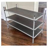 BR1 - Shoe Stand - Metal Frame with Dark Wood Slats BR1 - Shoe Stand - Metal Frame with Dark Wood Slats