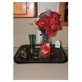 Metal painted trays with emerald gr... Metal painted trays with emerald gr...