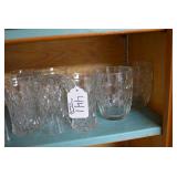 Clear glass bowls, glasses, salt an... Clear glass bowls, glasses, salt an...