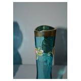 Vintage blue enameled painted vases... Vintage blue enameled painted vases...