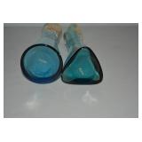 Vintage blue enameled painted vases... Vintage blue enameled painted vases...