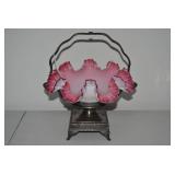 Cranberry glass brides basket... Cranberry glass brides basket...