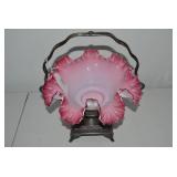 Cranberry glass brides basket... Cranberry glass brides basket...