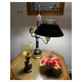 Swedish brass lamp with amber glass... Swedish brass lamp with amber glass...