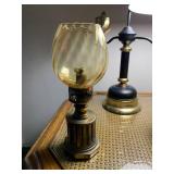 Swedish brass lamp with amber glass... Swedish brass lamp with amber glass...