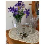 Cut glass pitcher, vase and bowl; f... Cut glass pitcher, vase and bowl; f...