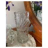 Cut glass pitcher, vase and bowl; f... Cut glass pitcher, vase and bowl; f...