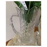 Cut glass pitcher, vase and bowl; f... Cut glass pitcher, vase and bowl; f...