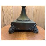 Brass lamp and wood stand... Brass lamp and wood stand...