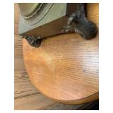 Brass lamp and wood stand... Brass lamp and wood stand...