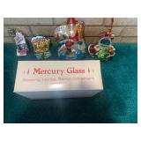 Blown glass ornaments, Santa on hor... Blown glass ornaments, Santa on hor...