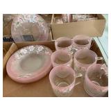 Vintage pink depression with hand p... Vintage pink depression with hand p...