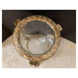 Glass planter/vase with gilded meta... Glass planter/vase with gilded meta...